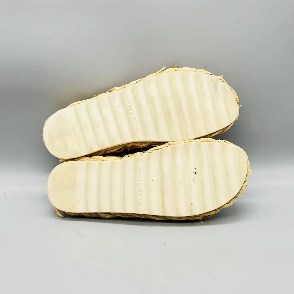 Donald Pliner Sandals Womens 9 Beige Leather Larabee Espadrille Buckle Shoes